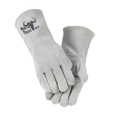 Welder lengthened electric welding gloves full leather wear