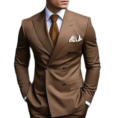 High Quality Brown Mens Suits Double Breasted Bespoke