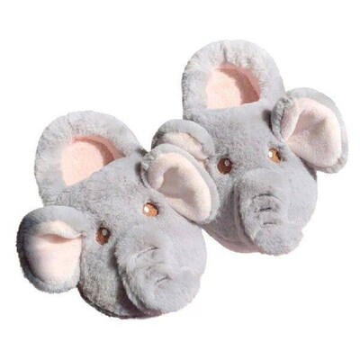Plush Elephant Slippers Slip-on House Shoes Cute Fluffy