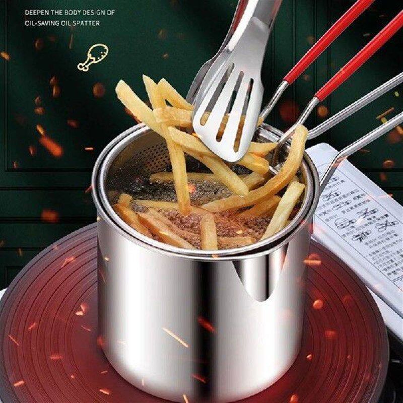 2/3/4Pcs Stainless Steel Deep Frying Pot French Fries Fryer - 实物图