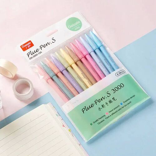 12pcs/set Morandi Color Felt Tip Pens 0.38 mm Plus Pen for H