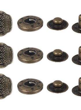 10 Sets Three-dimensional Snap Button Retro Fasteners Suite