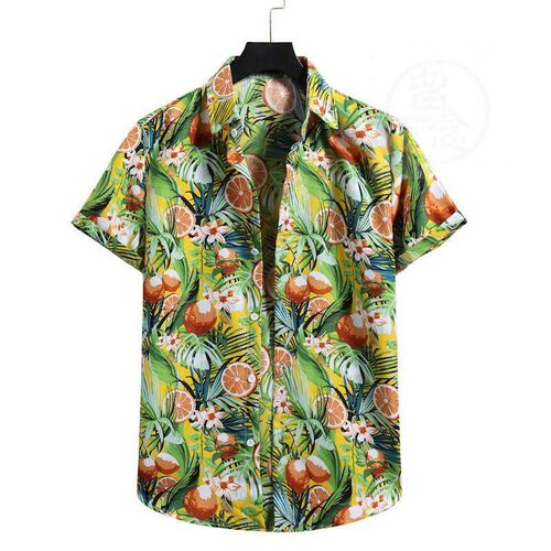 (Summer mens short sleeved flower shirt Sanya beach play fl