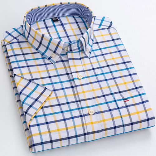 S~7xl Cotton Shirts for Men Short Sleeve Summer  Plus Size P
