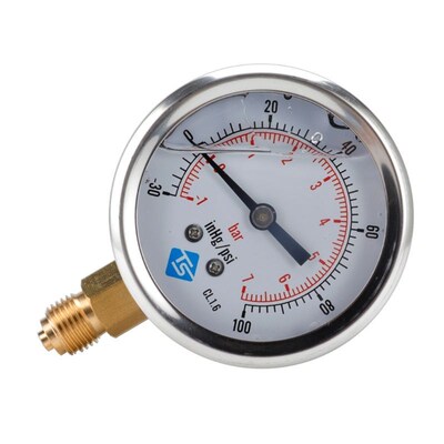 1/4 BSP Bottom Compound Pressure Vacuum Gauge Glycerine Fill