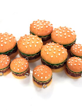 10pcs/pack Mix Big Small 3D Hamburger Resin Charms Simulatio