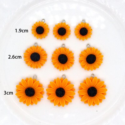 10pcs 19/26/30mm Yellow Daisy Flower Earring Charms Resin Fl
