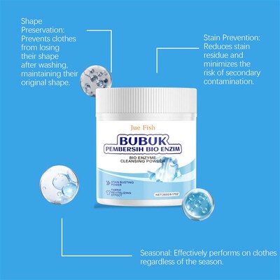 JUE FISH Laundry Detergent Powder - Quick Stain Removal, Col
