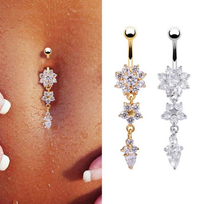 1pc New Zircon Fashion Surgical Stainless Steel Navel Pierci
