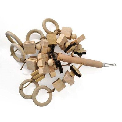 Bird Chewing Toy Parrot Cage Bite Toys Multi Shaped Wood