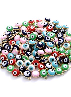 30Pcs/Lot 7x9mm Round Alloy Metal Drop Oil Pendant Charms Bl