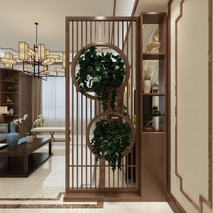 中式屏风隔断玄关卧室书房格栅实木屏风柜屏风隔断进门客厅遮挡