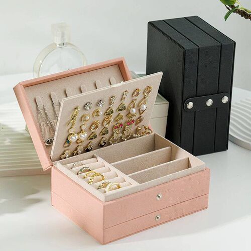Fashion PU Leather Jewellery Storage Boxes Portable Travel J