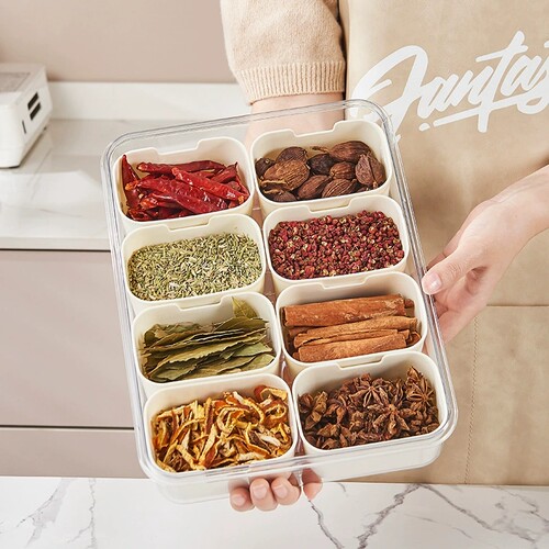 Spice storage box Food grade kitchen divider keeps fresh