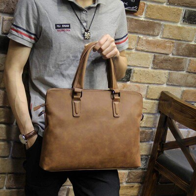 Crazy horse PU Leather Men Briefcase 2022 Business Computer