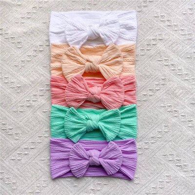 5Pcs/Set Baby Cute Headband Soft Elastic Bowknit  Newborn To