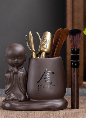 紫砂茶具配件六君子装大全茶台配件茶针茶夹茶勺养壶笔泡茶工具