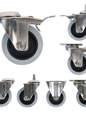 寸不锈钢定向轮30脚轮3寸5寸防锈灰色防静电导电脚轮子固定静音