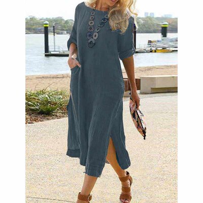 Summer Short Sleeve Crew Neck Summer Dress 2022 Lady Holiday