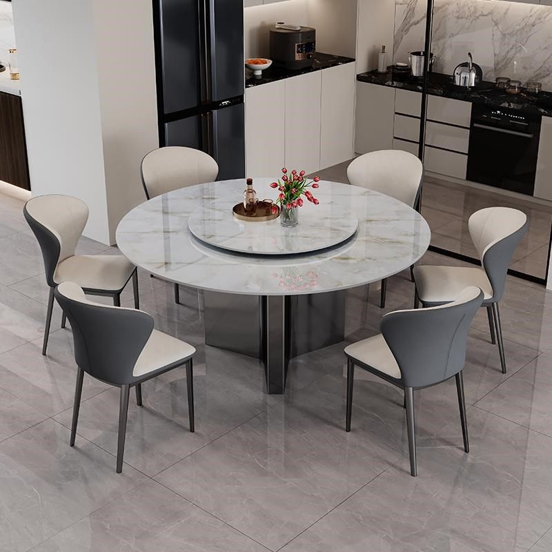 意式极简奢石岩板圆形餐桌椅客厅家用现代高端带转盘吃饭桌子,住宅家具,岩板餐桌,淘宝优惠券,粉丝福利购,淘宝优惠卷