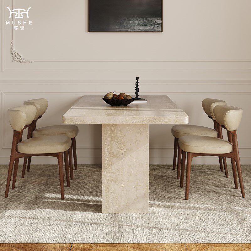 暮奢法式复古洞石岩板餐桌椅现代家用设计师样板房中古餐桌,住宅家具,岩板餐桌,淘宝优惠券,粉丝福利购,淘宝优惠卷