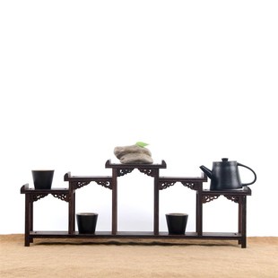 鸡翅木小型博古架实木中式多宝阁紫砂壶茶杯具架子置物摆件展示架