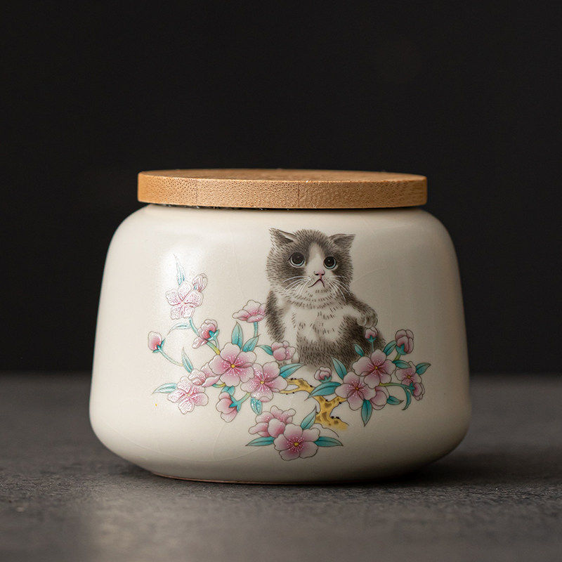 米黄汝窑可爱萌猫小号密封茶叶罐家用防潮存茶小号普洱红茶绿茶罐,餐饮具,茶叶罐,淘宝优惠券,粉丝福利购,淘宝优惠卷