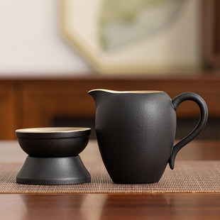 黑陶公道杯茶漏过滤网三件套茶杯分茶器单个大号匀茶海陶瓷泡茶具