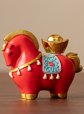 国潮马吉祥物摆件马年卡通桌面装饰品新年伴手礼新款小马生肖摆件