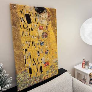 奥地利象征性主义 画家Der Kuss 古斯塔夫·克林姆 金线 吻画框毯