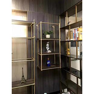 18mm铝合金圆管金色置物架极简吊架书架红酒柜11mm黑色立柱展示架