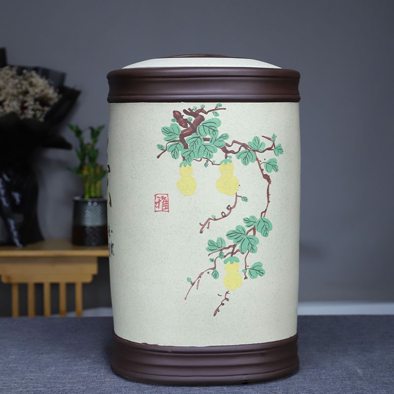 宜兴紫砂茶叶罐特大号码普洱茶缸原矿陶瓷存茶罐茶叶桶醒茶密封缸