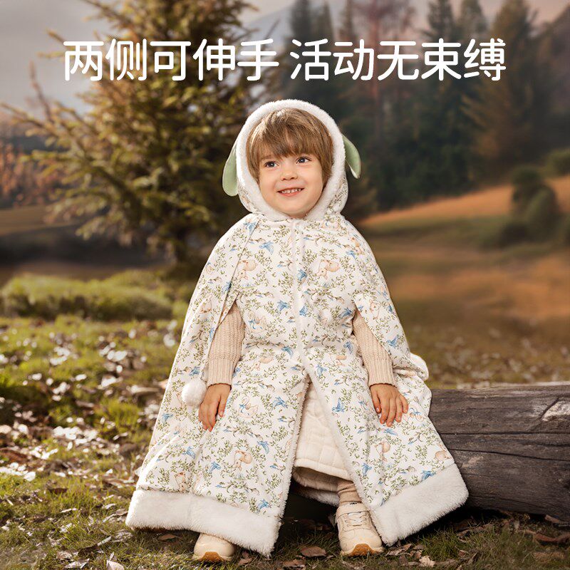欧孕婴儿披风斗篷秋冬外出儿童披肩男童女童春秋防风挡风保暖外套