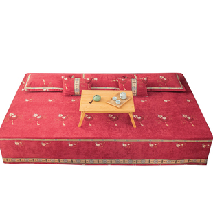 大红色结婚榻榻米的专用床单雪尼尔炕盖四季通用防滑跑床盖可定制