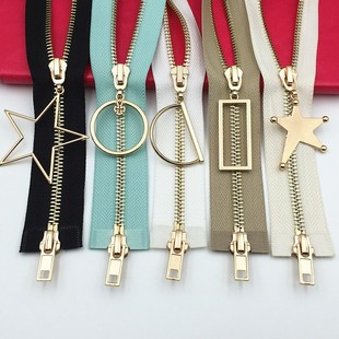 5号双头双向彩色浅金牙金属拉链高档羽绒服拉锁铜齿夹克皮衣外套