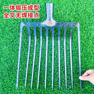 十齿锰钢叉子叉子农用翻地松土神器挖土钢叉头石渣煤炭铁叉牛粪叉