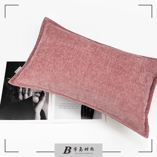 为你写诗侘寂双面粉色雪尼尔抱枕北欧靠包酒店沙发靠枕售楼处