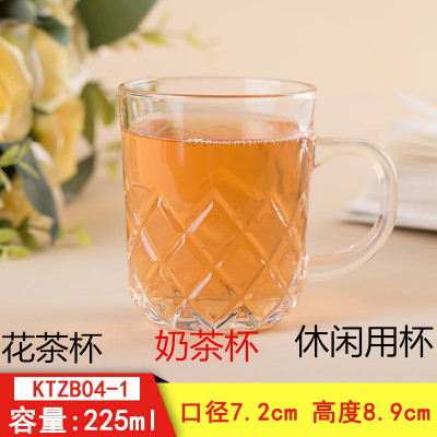 丽尊玻璃杯带把耐热杯家用创意可爱小清新加厚奶茶杯喝水杯花茶杯
