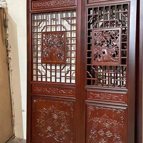 定制做仿古花格新中式实木门窗电视背景墙屏风隔断玄关客厅吊顶