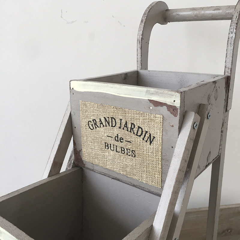 美式乡村做旧实木迷你小推车花园杂货多肉花盆花梯橱窗桌面摆设,家居饰品,花盆,淘宝优惠券,粉丝福利购,淘宝优惠卷