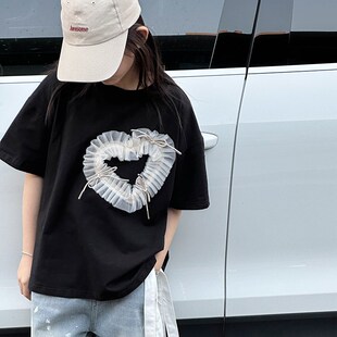 女童短袖t恤2024新款夏季儿童洋气时髦上衣中大童个性时尚夏装