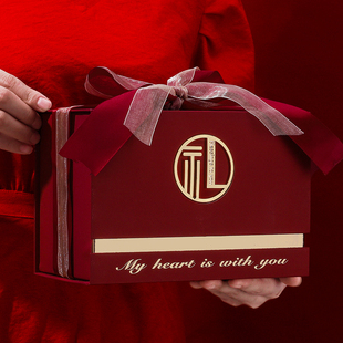 结婚订婚彩礼钱盒子装现金箱提亲聘礼聘金礼盒嫁妆皮箱红包礼金盒