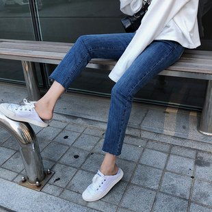 女200斤烟管裤 大码 子春秋胖妹妹显瘦九分直筒牛仔裤 胖mm裤 女裤