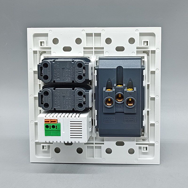 120型六位开关带五孔电源带USB充电对接插座二三插二开双控面板