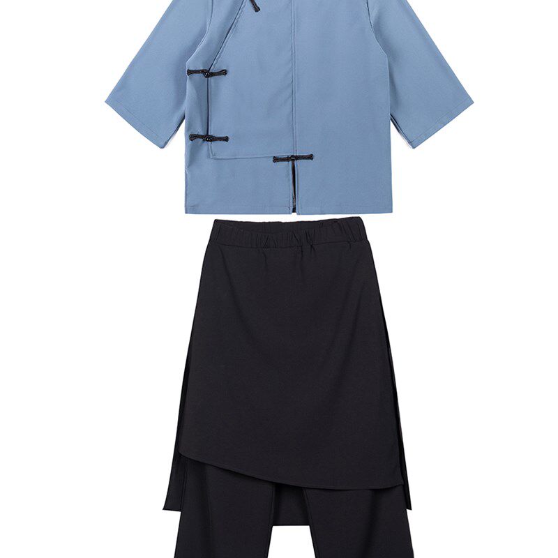 新款民国风中餐厅服务员工作服套装盘扣中式火锅串串饭店定制logo