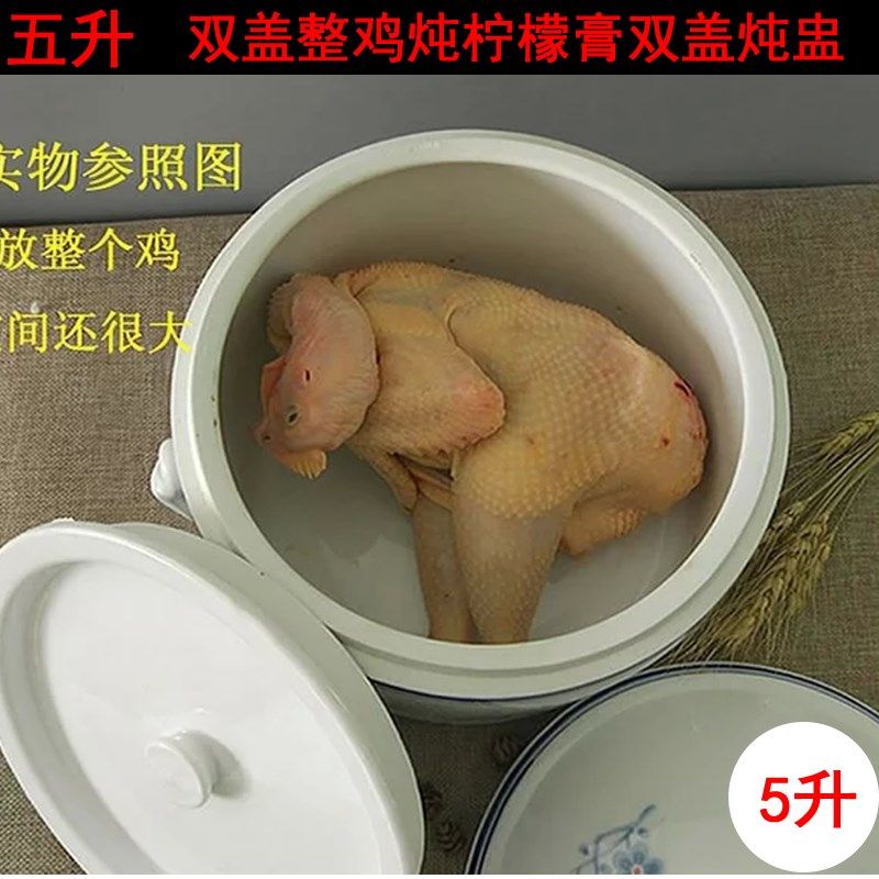 陶瓷大炖盅炖煲汤锅隔水炖内胆炖燕窝蒸盅汤煲双盖超大号五升包邮