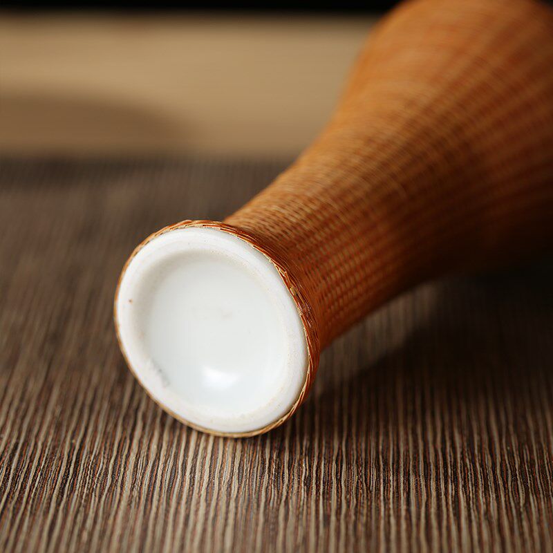 手工竹编梅瓶花瓶摆件陶瓷干花装饰品餐桌茶室禅意绿植容器小梅瓶