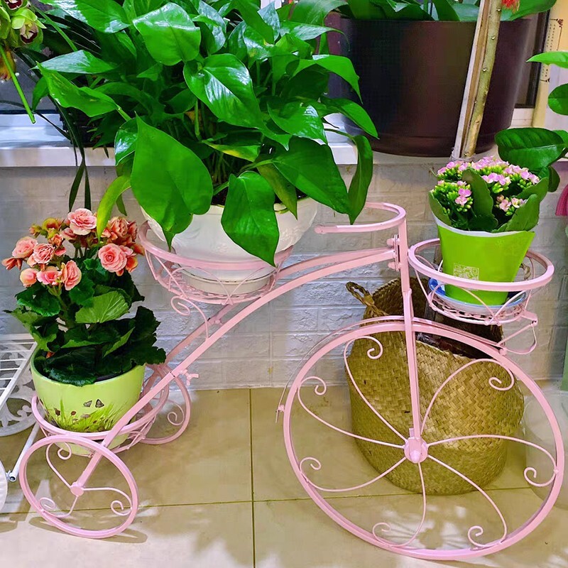 铁艺自行车花架绿萝多肉创意欧式小花盆阳台北欧装饰户外绿植布置