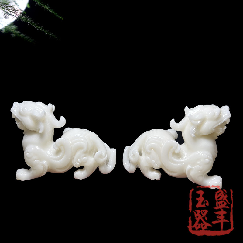 天然阿富汗白玉貔貅摆件招财飞天皮丘客厅办公室玄关装饰开业礼品