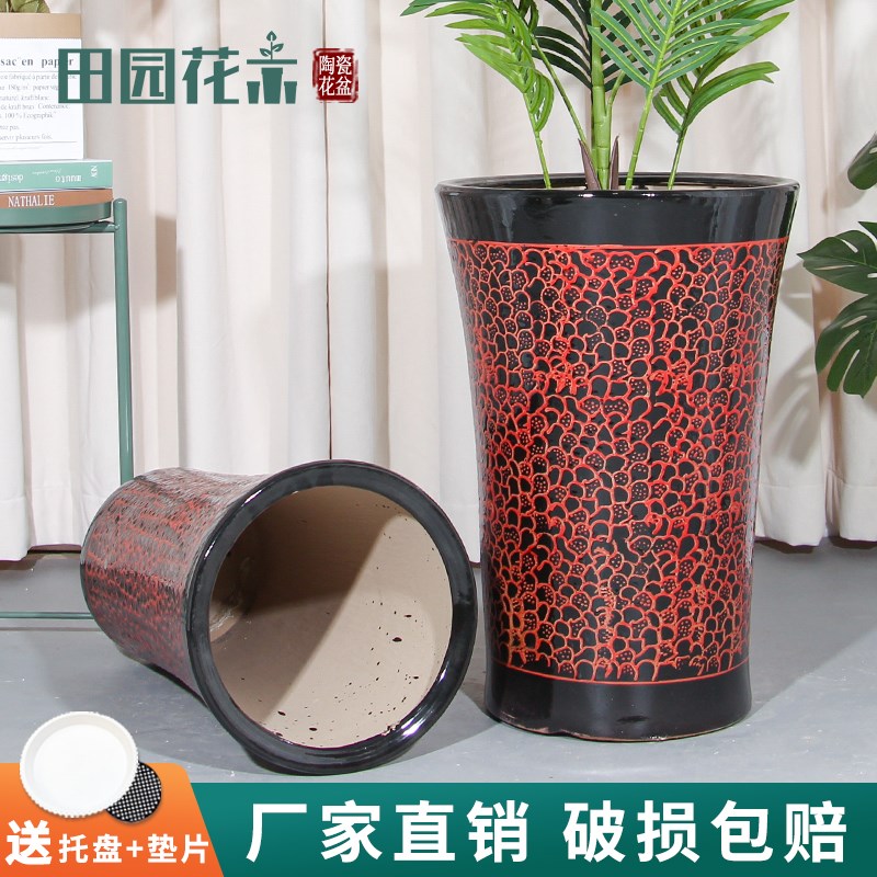 陶瓷花盆大号中国风复古客厅客厅家用发财树大绿植专用金钱树花瓶